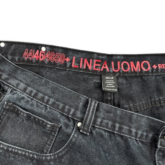 Linea Uomo Black Wash 5 Pocket Relaxed Fit Zip Fly Jeans Pants 46 x 30 - Picture 6 of 10